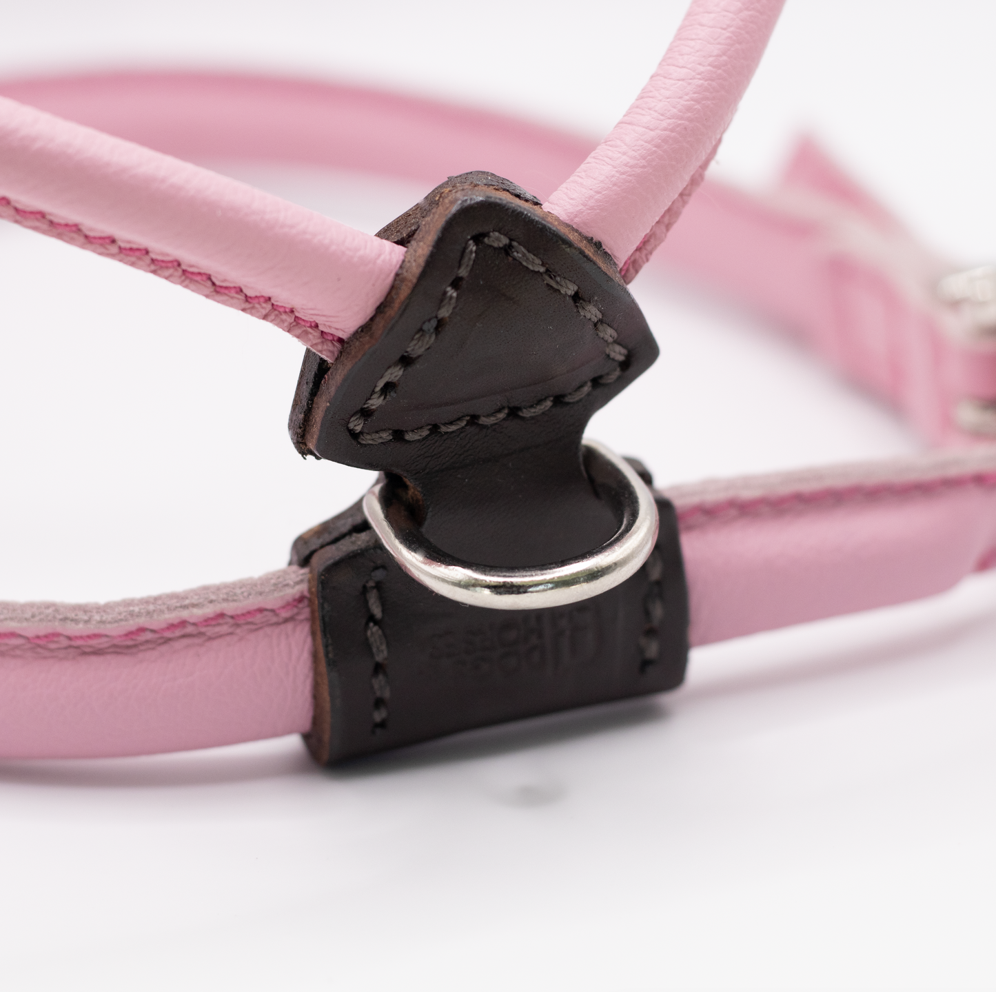 D&H Rolled Leather Dog Harness Pink