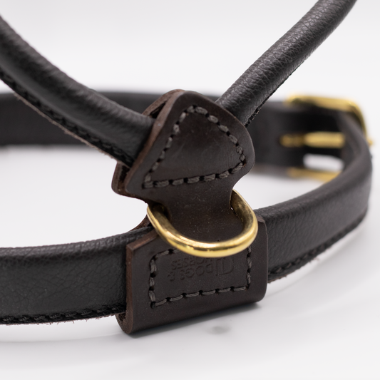 French Bulldog Leather Harness Brown