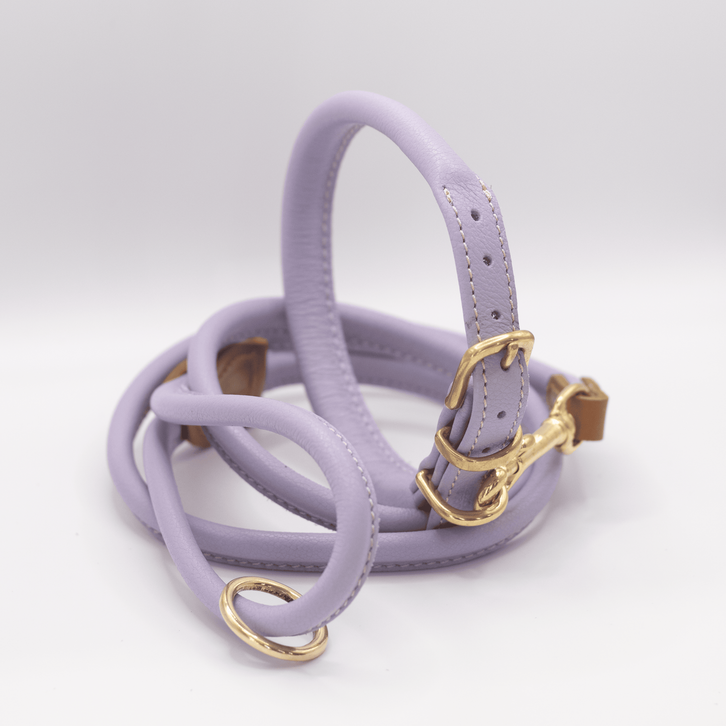 Rolled Soft Leather Dog Collar Lilac