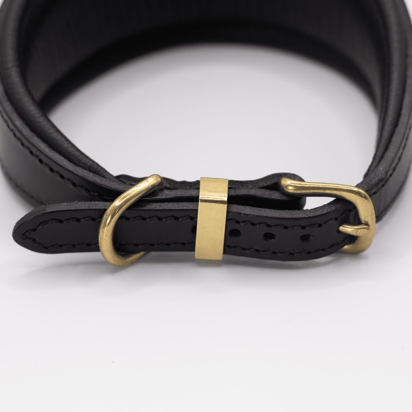 D&H Padded Leather Hound Collar Black