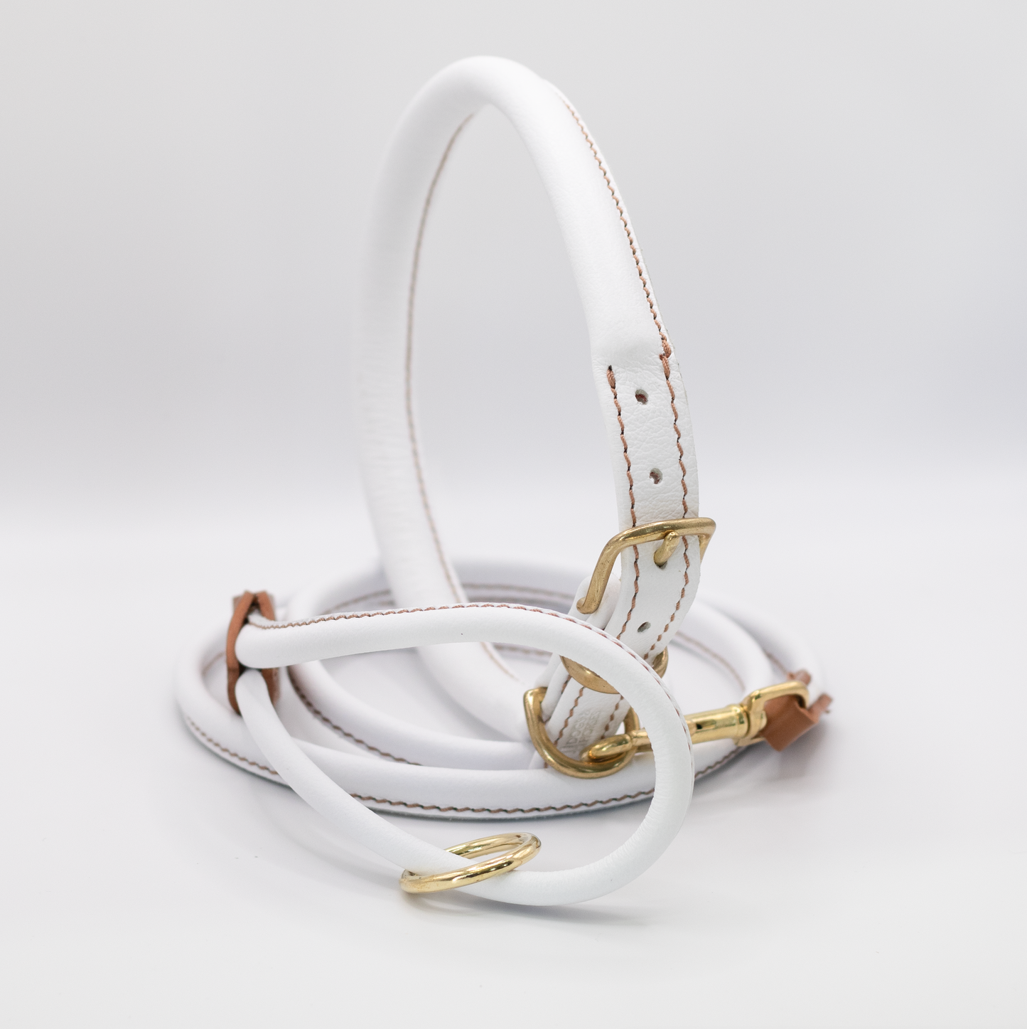 Rolled Soft Leather Dog Collar White