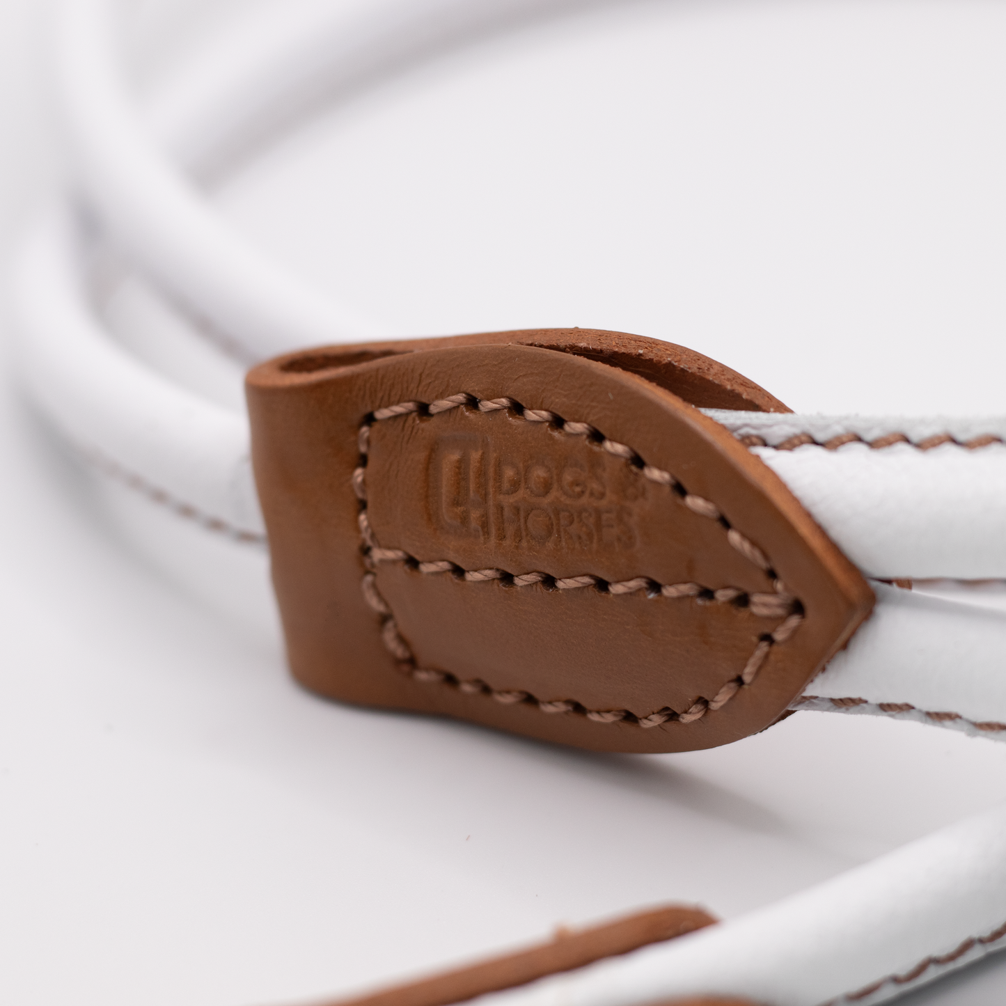 Rolled Soft Leather Dog Lead White