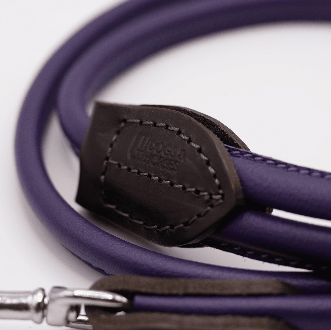 Rolled Soft Leather Dog Lead Purple