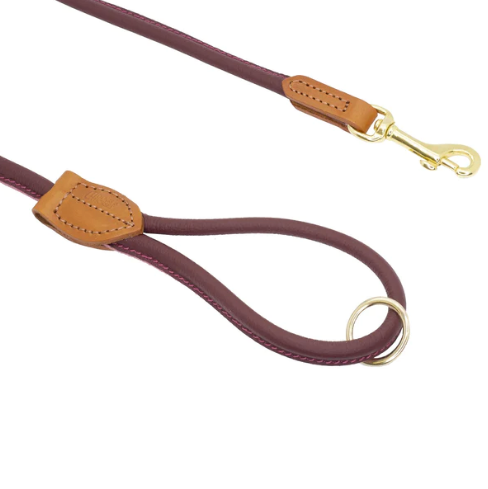 Rolled Soft Leather Dog Lead Merlot