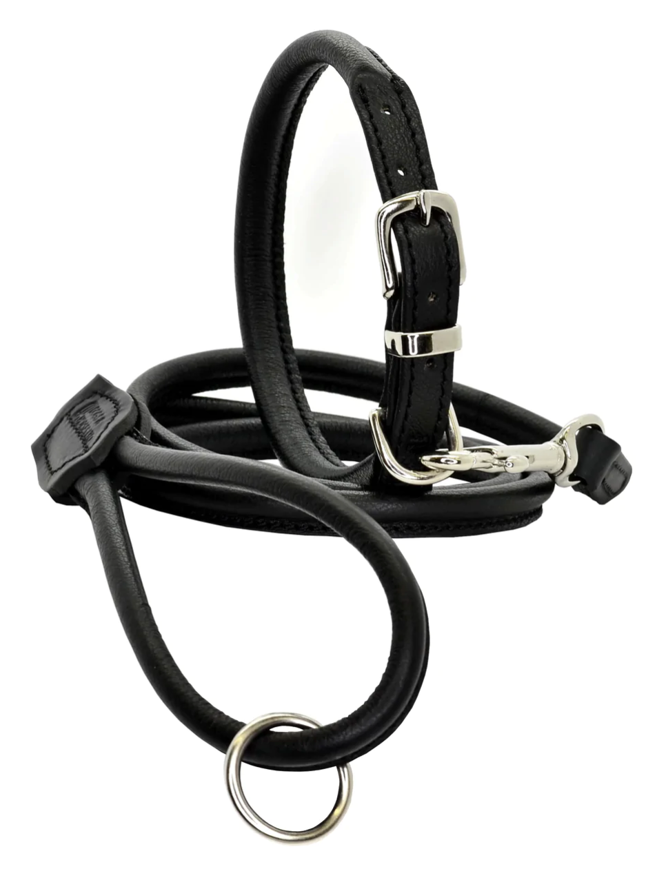 Rolled Soft Leather Collar Black
