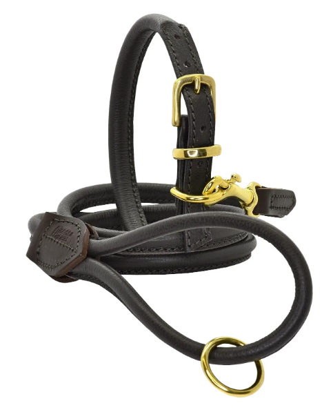 Rolled Soft Leather Collar Brown