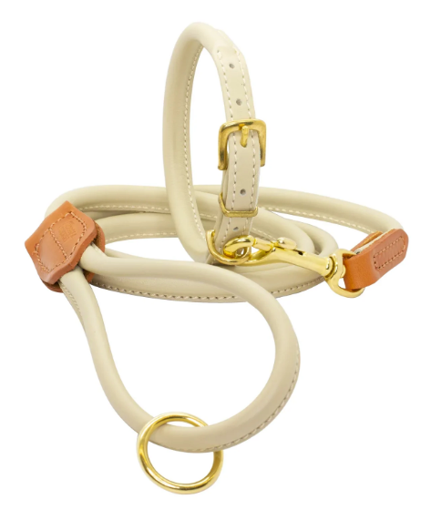 Rolled Soft Leather Collar Cream
