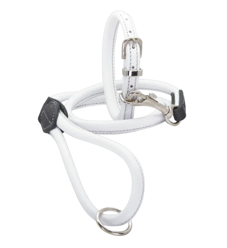 Rolled Soft Leather Collar White