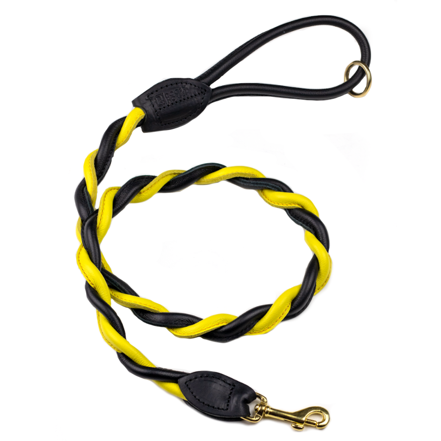 D&H Double Twist Leather Dog Lead