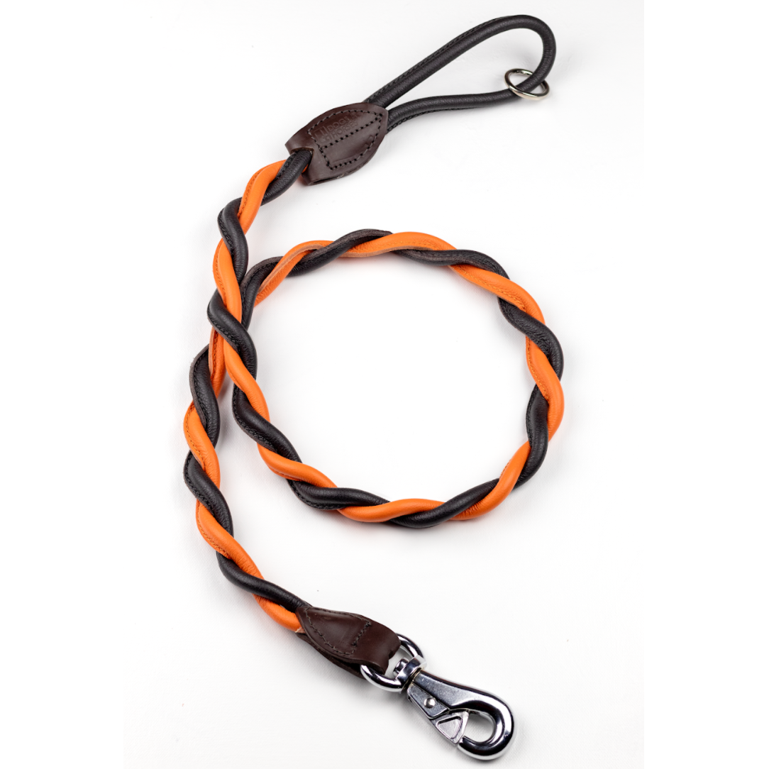 D&H Double Twist Leather Dog Lead