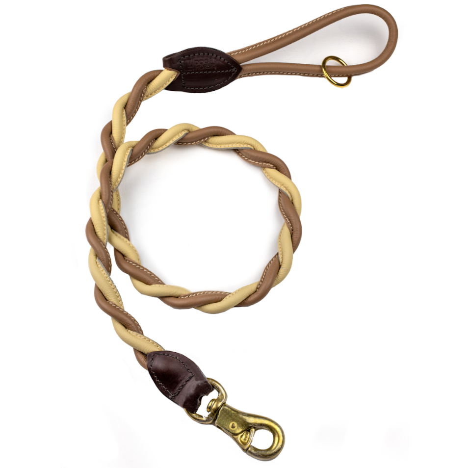 D&H Double Twist Leather Dog Lead