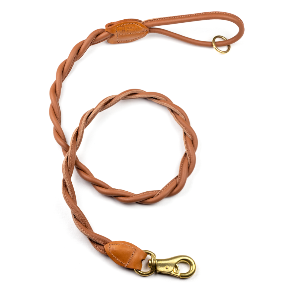D&H Double Twist Leather Dog Lead