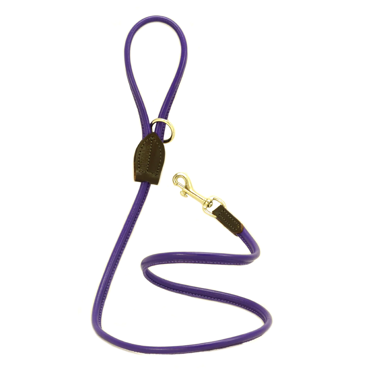 Rolled Soft Leather Lead Dog Purple