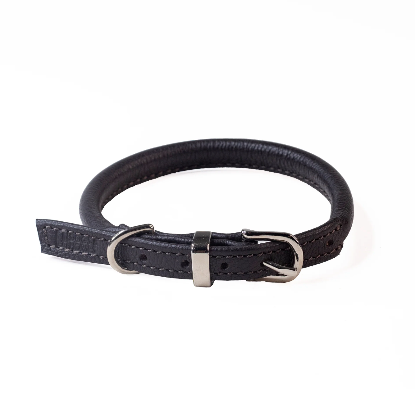 Rolled Soft Leather Dog Collar Brown