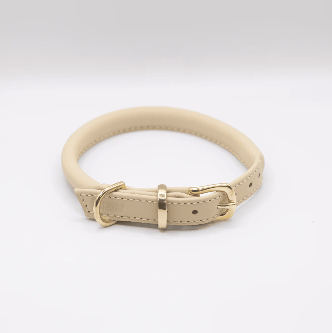 Rolled Soft Leather Dog Collar Cream