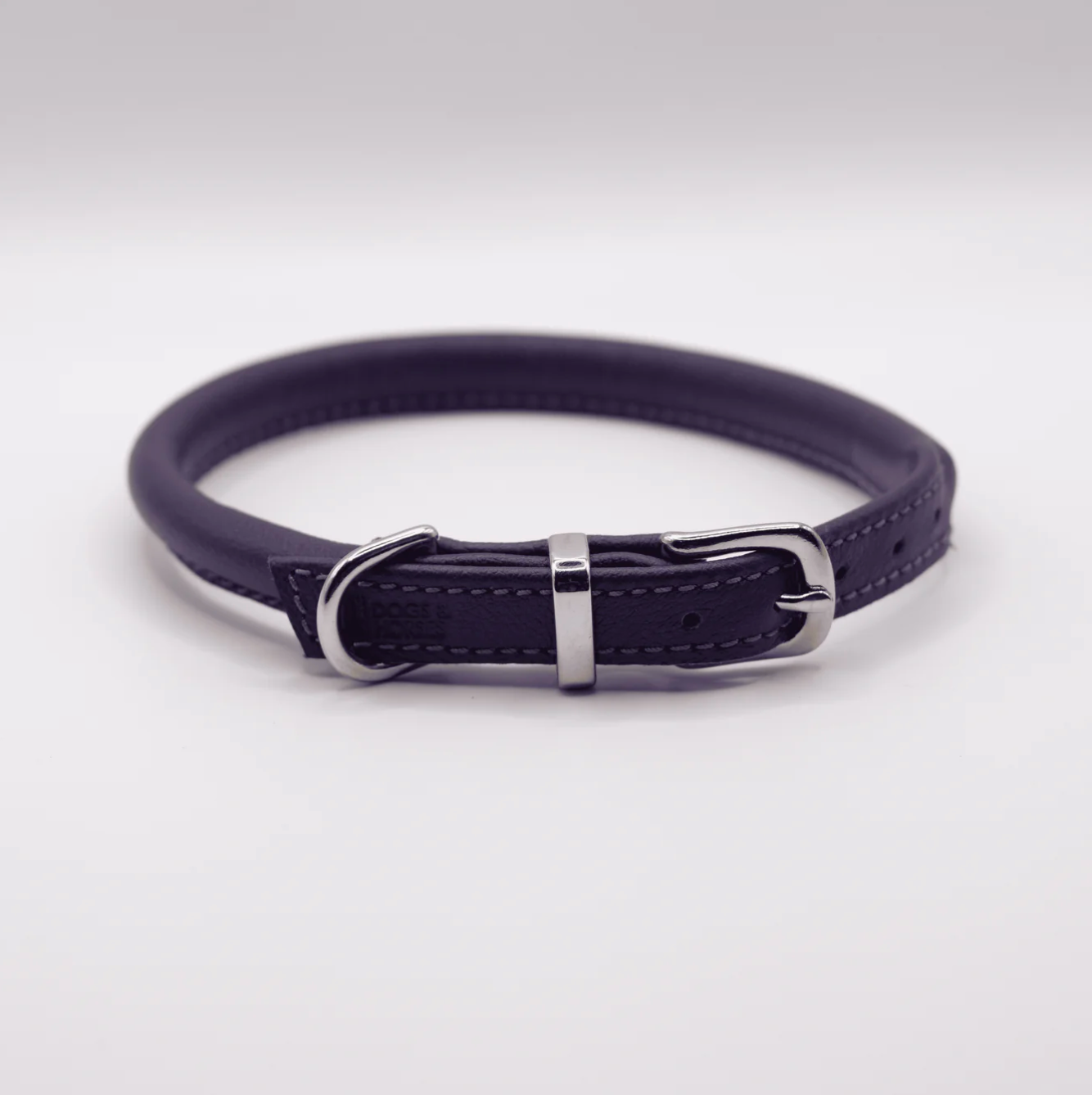 Rolled Soft Leather Dog Collar Purple