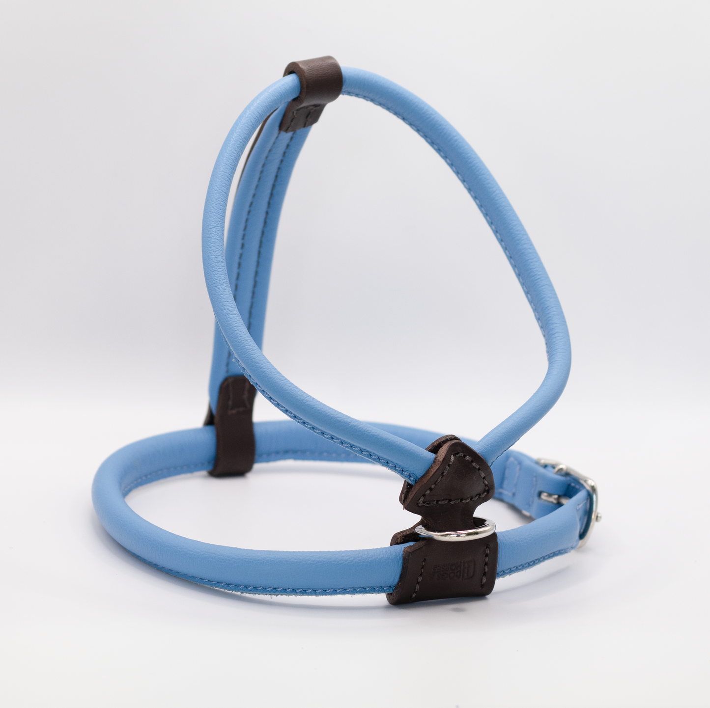 D&H Rolled Leather Dog Harness Blue