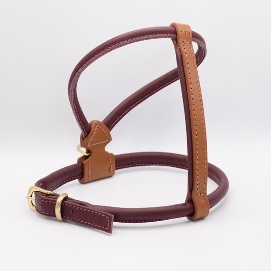D&H Rolled Leather Dog Harness Merlot