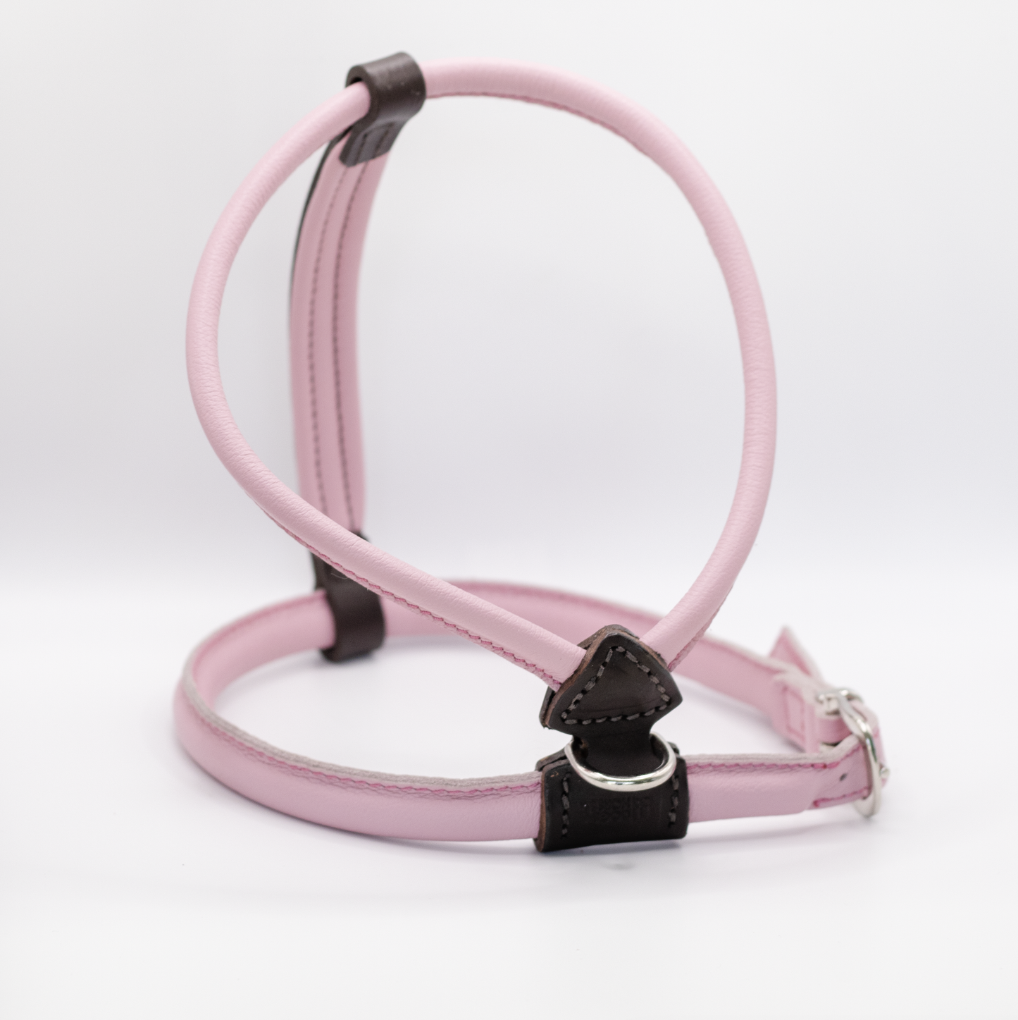 D&H Rolled Leather Dog Harness Pink