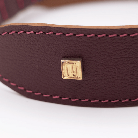 Flat and Wider Soft Leather Dog Collar Merlot