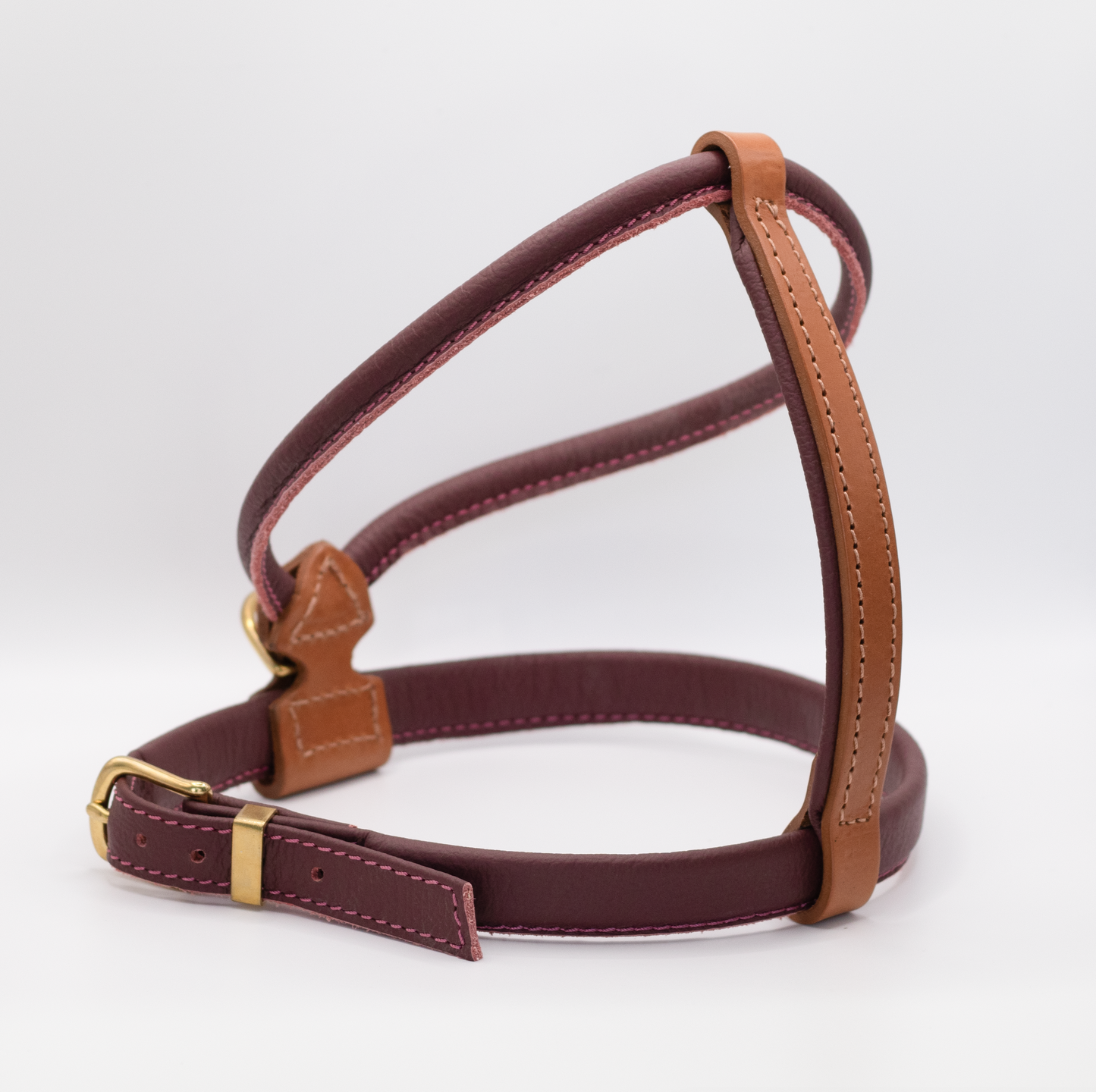 French Bulldog Leather Harness Merlot