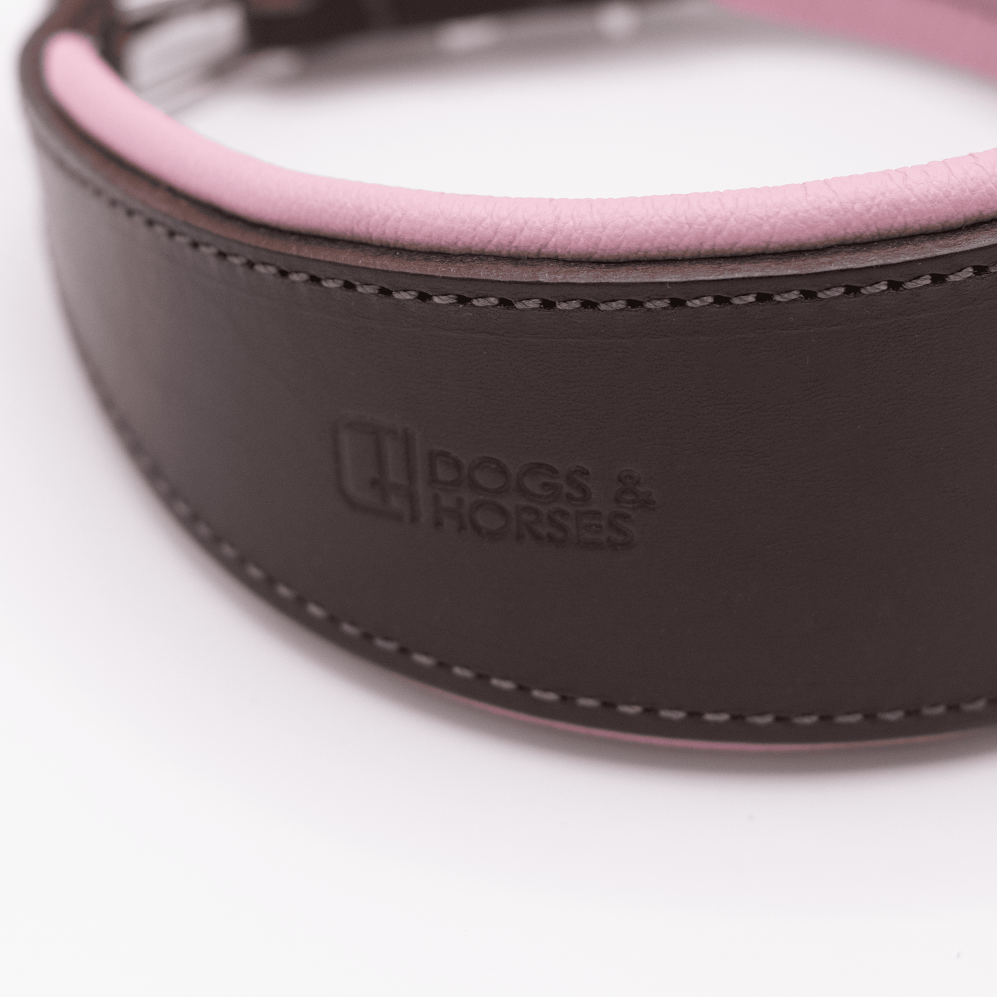 D&H Padded Leather Hound Collar Brown and Pink