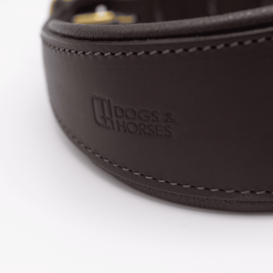D&H Padded Leather Hound Collar Brown