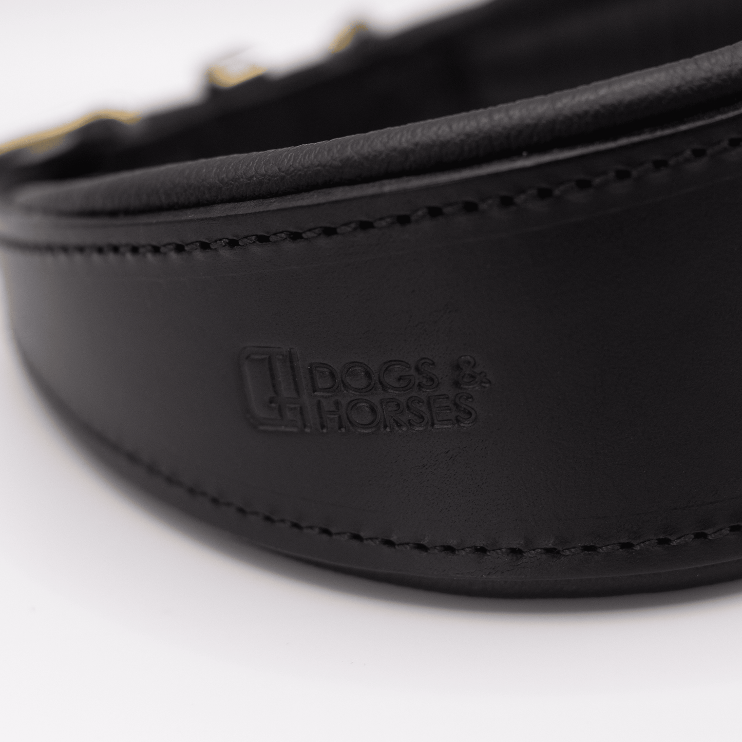 D&H Padded Leather Hound Collar Black