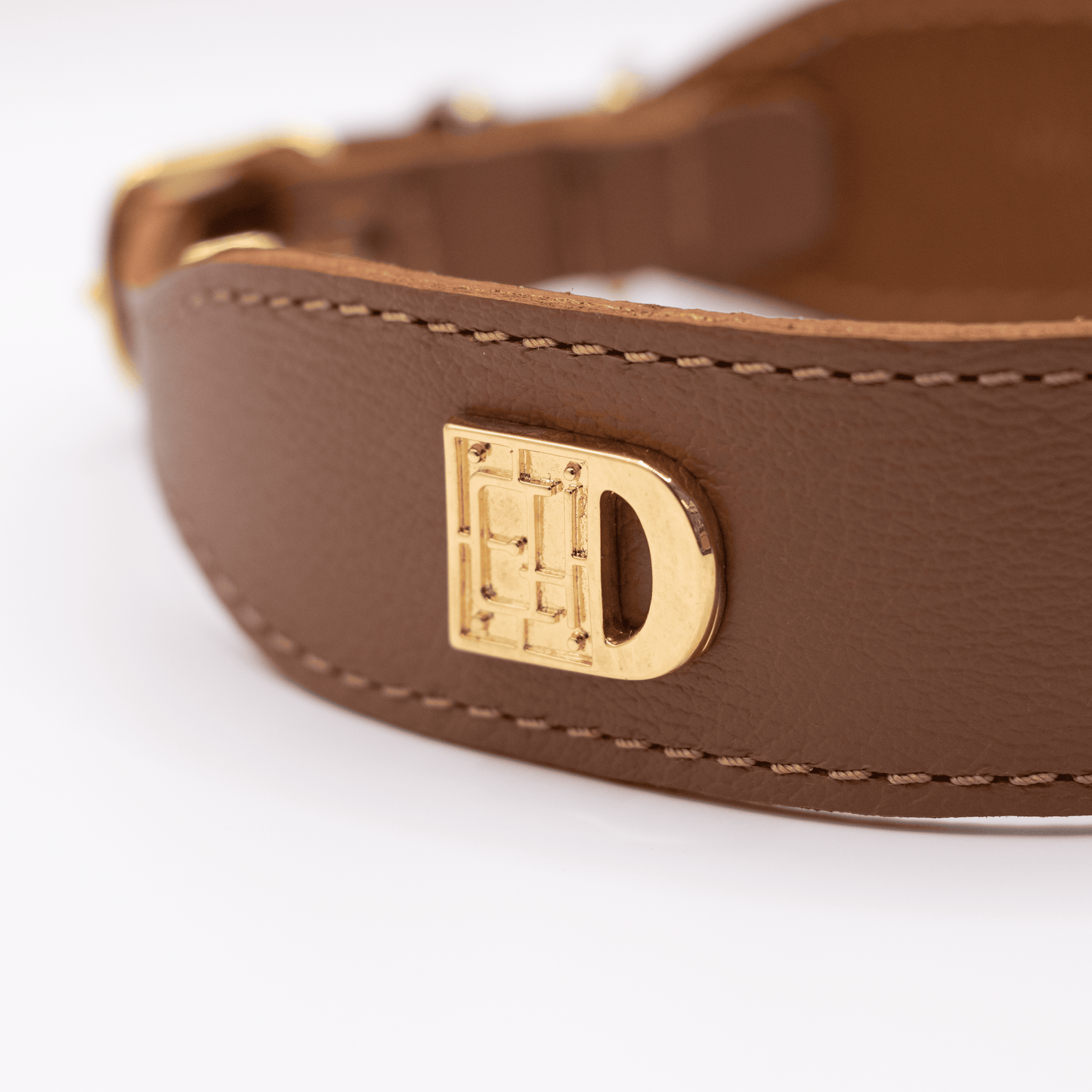 Big Dog Flat and Wider Leather Dog Collar Tan