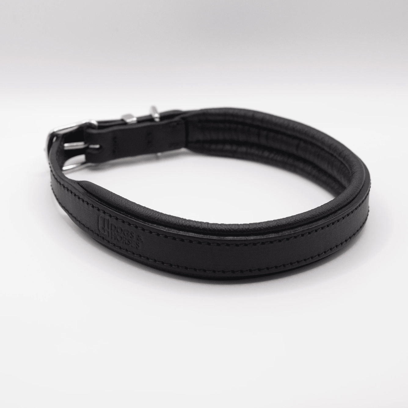 Padded Leather Dog Collar Black