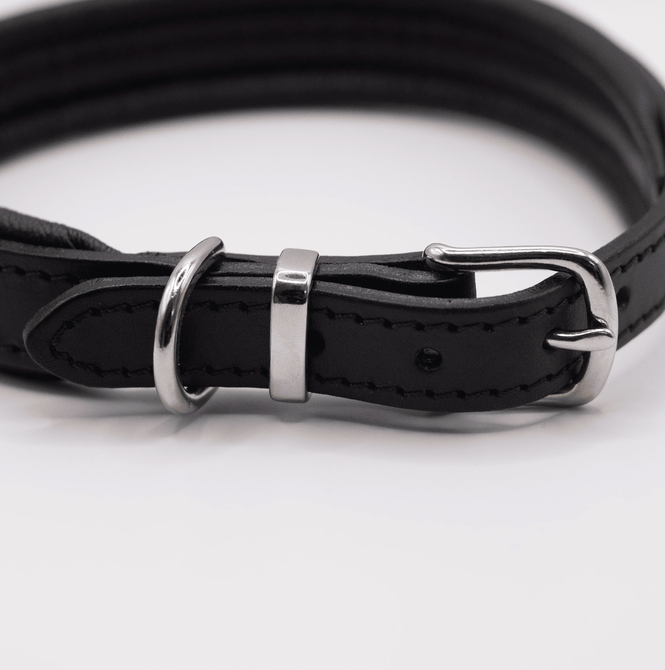 Padded Leather Dog Collar Black