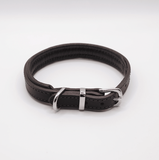 Padded Leather Dog Collar Brown