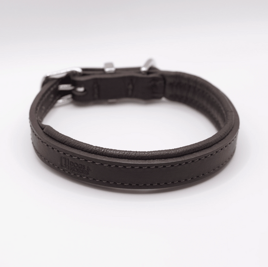 Padded Leather Dog Collar Brown
