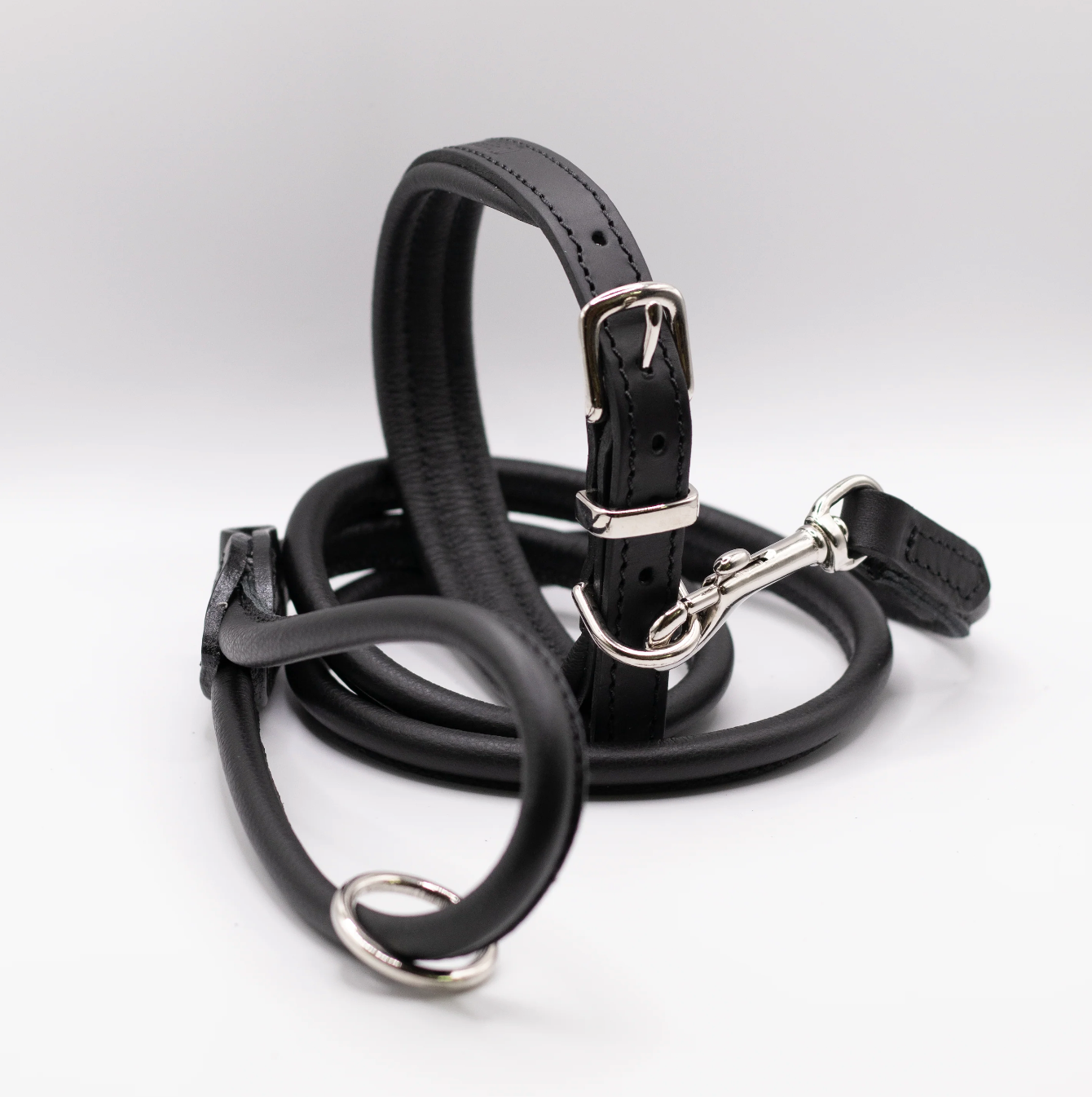 Padded Leather Dog Collar Black