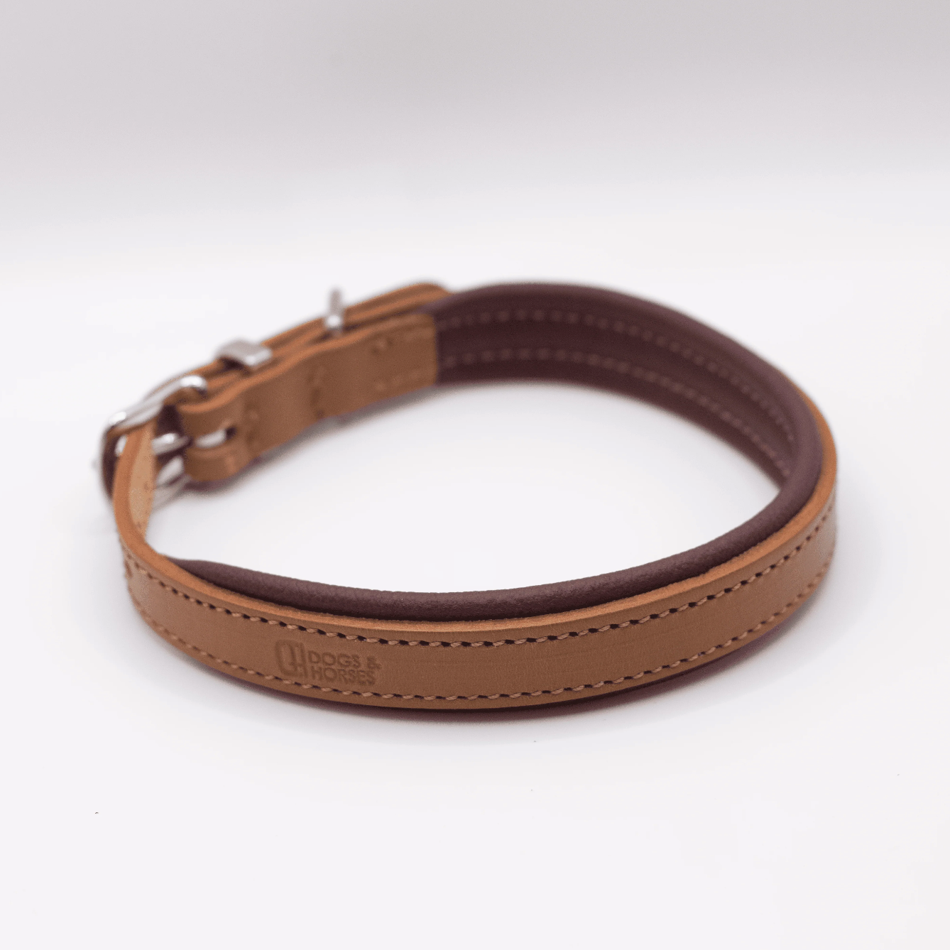 Padded Leather Dog Collar and Rolled Lead Set Merlot
