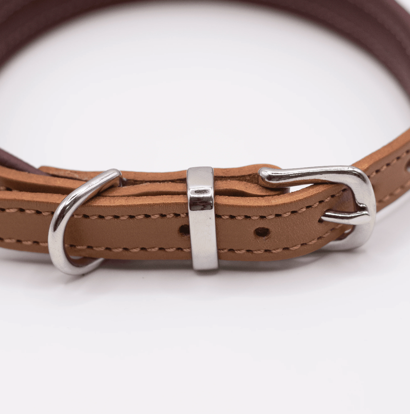Padded Leather Dog Collar and Rolled Lead Set Merlot