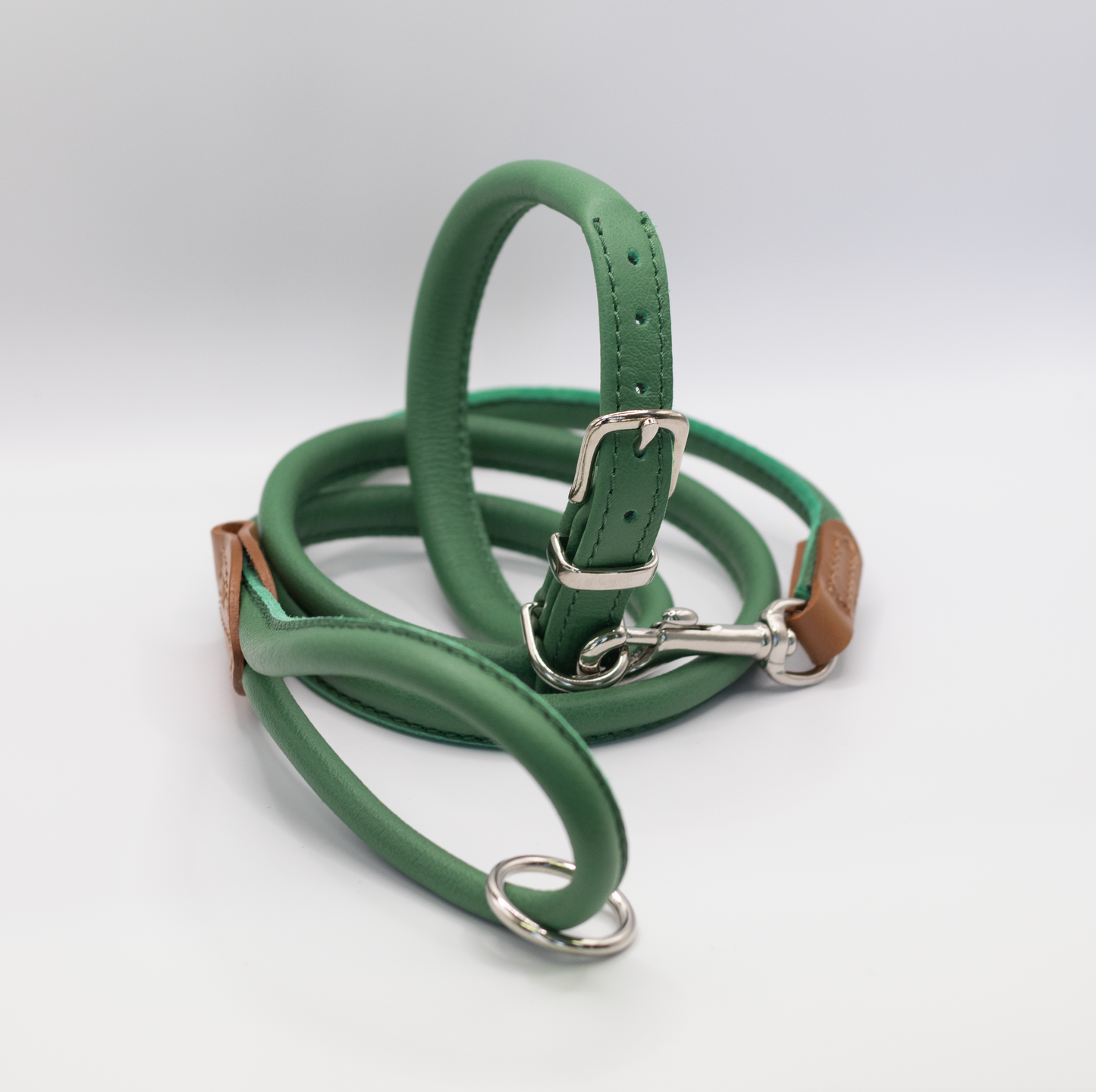 Rolled Soft Leather Dog Collar Clover