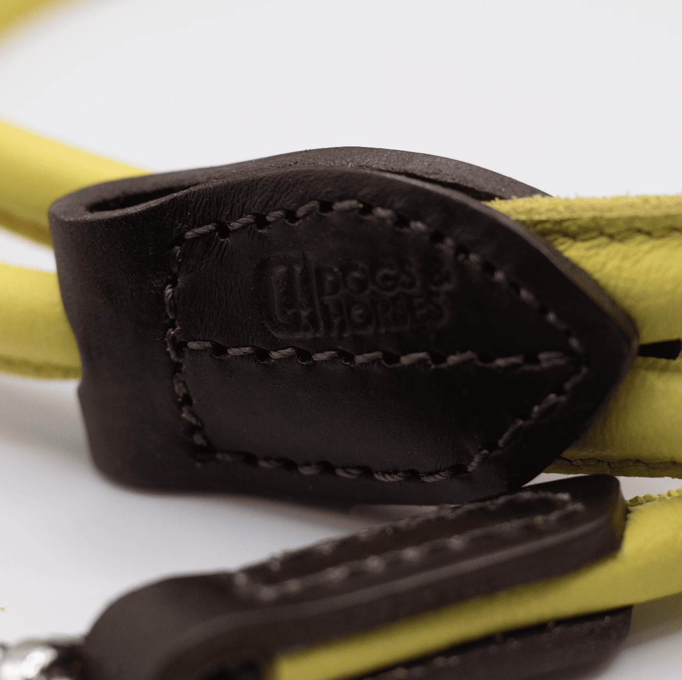 Rolled Soft Leather Dog Lead Bright Yellow