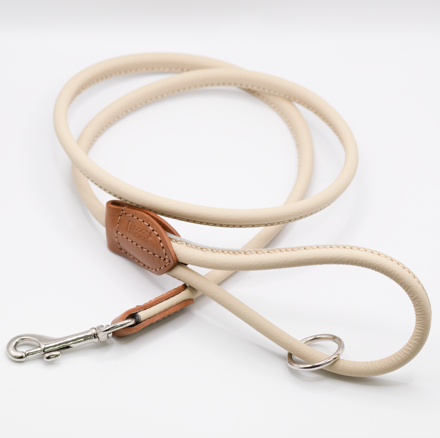 Rolled Soft Leather Dog Lead Cream