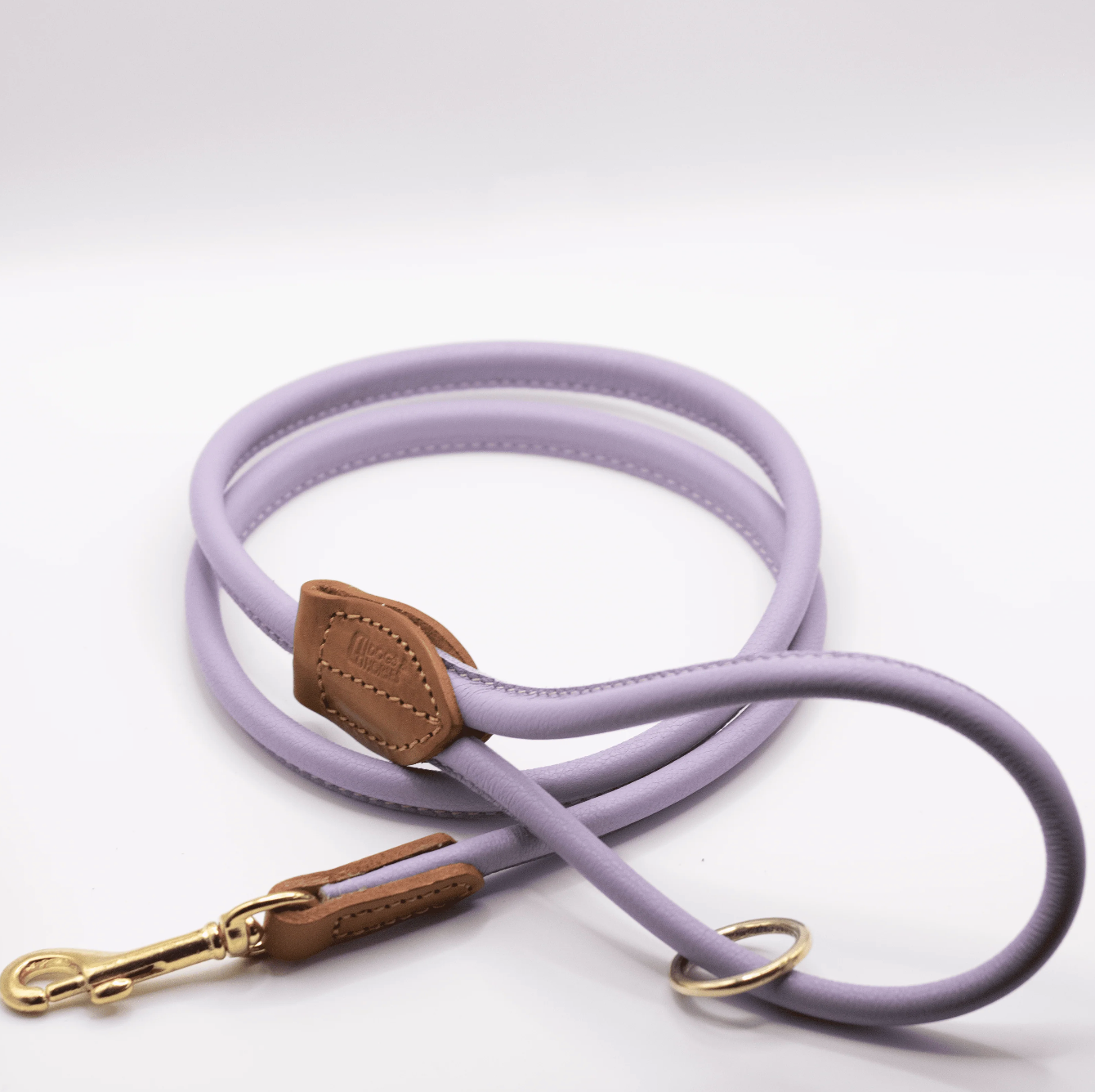 Rolled Soft Leather Dog Lead Lilac