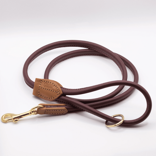 Rolled Soft Leather Dog Lead Merlot