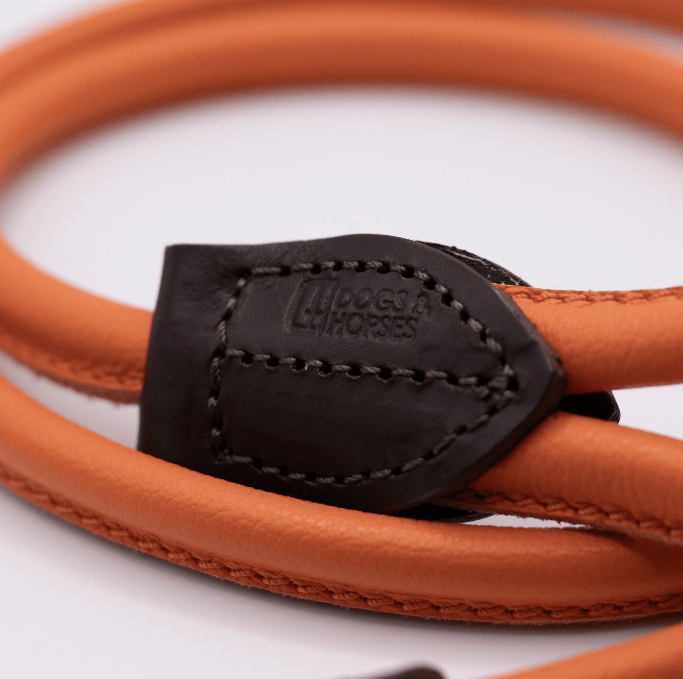 Rolled Soft Leather Dog Lead Orange