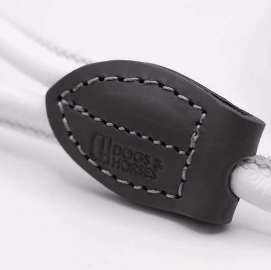 Rolled Soft Leather Dog Lead White