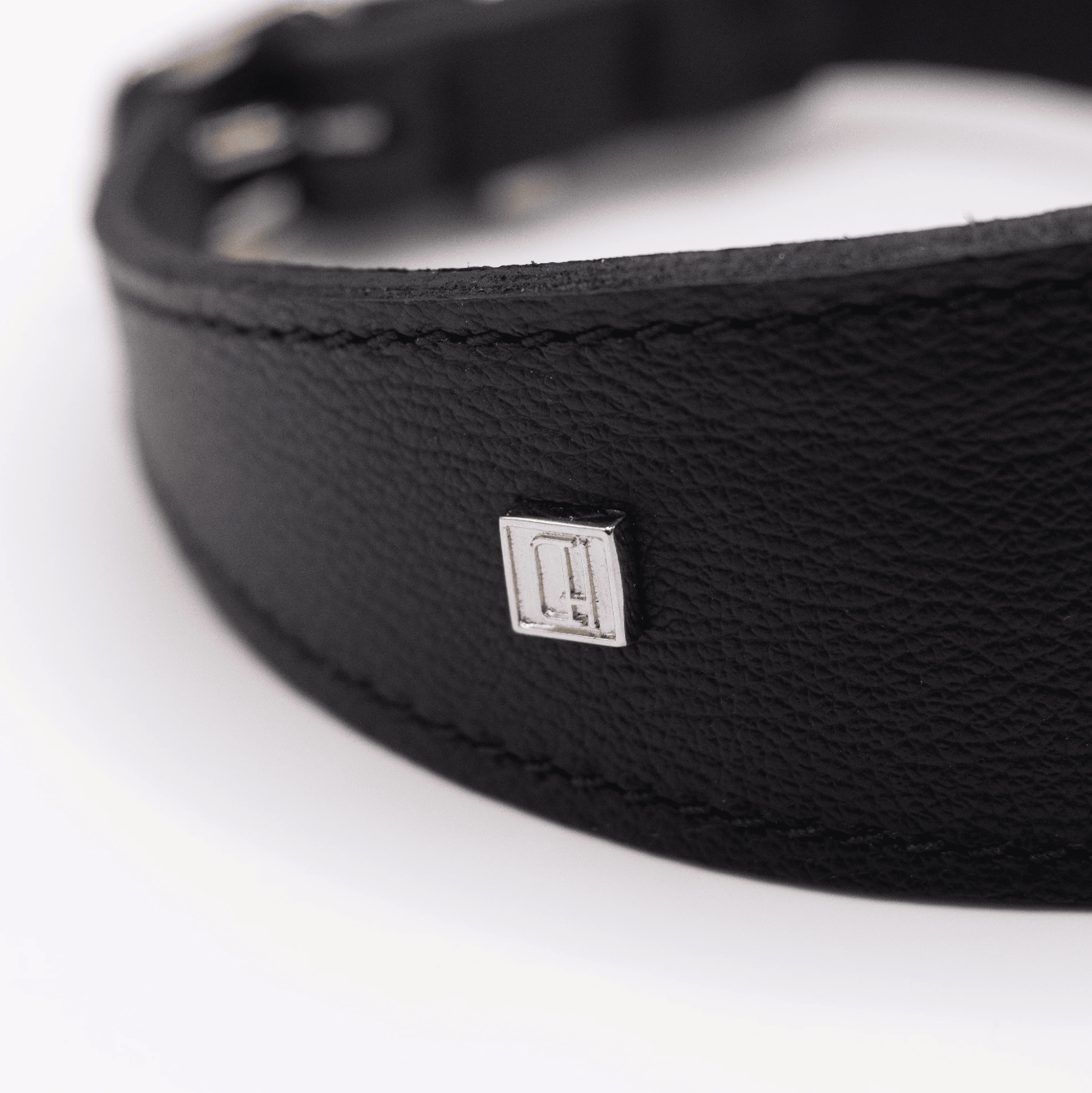 Soft Leather Hound Collar Black