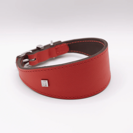 Soft Leather Hound Collar Red