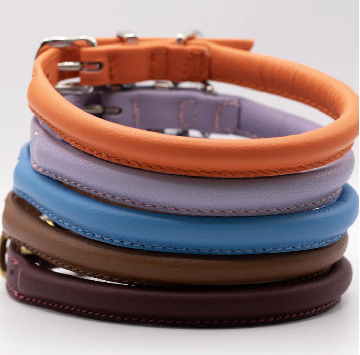 handmade rolled soft leather collars