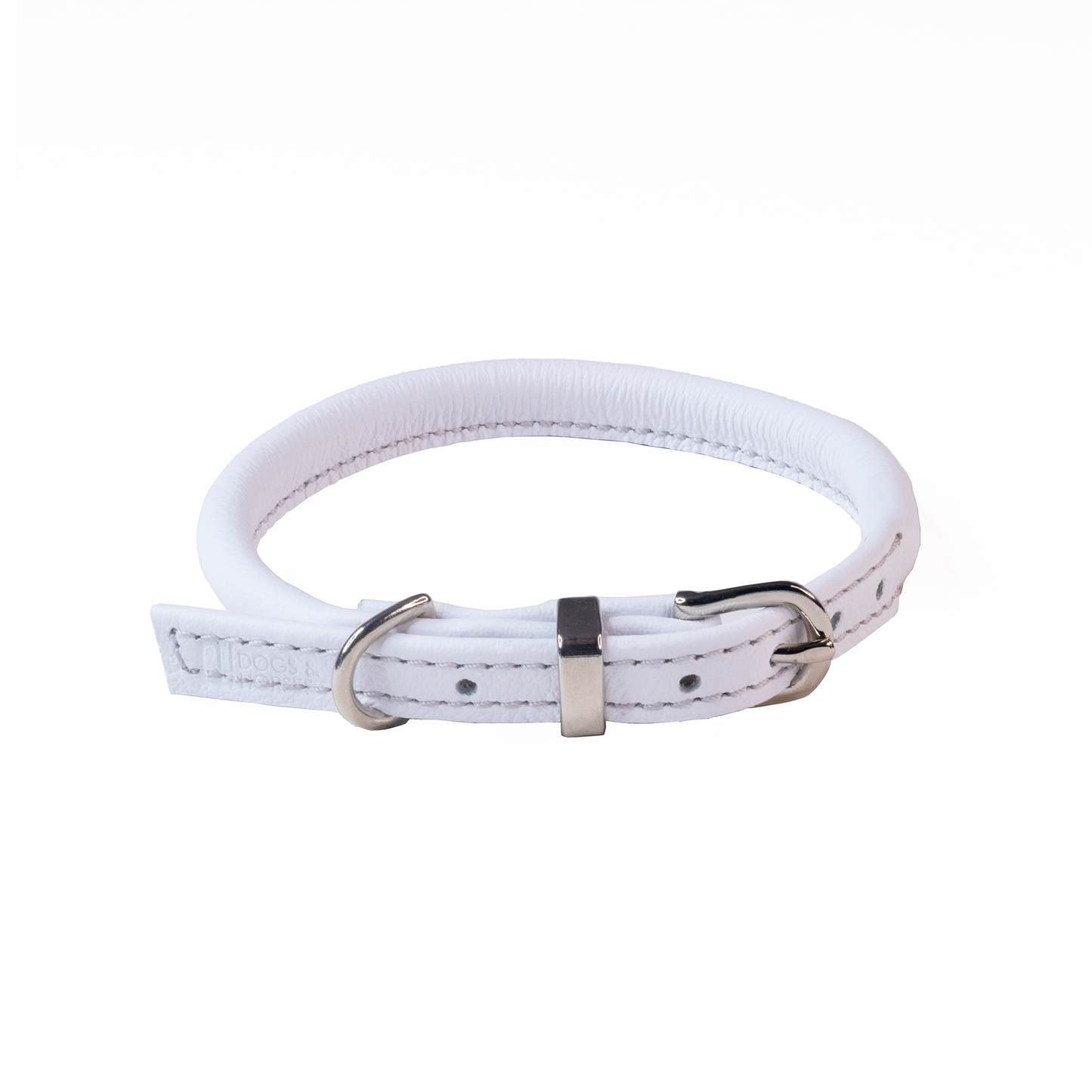Rolled Soft Leather Collar White