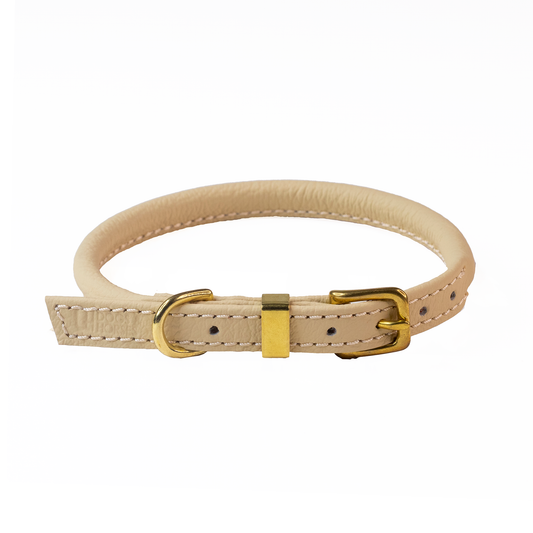 Rolled Soft Leather Collar Cream