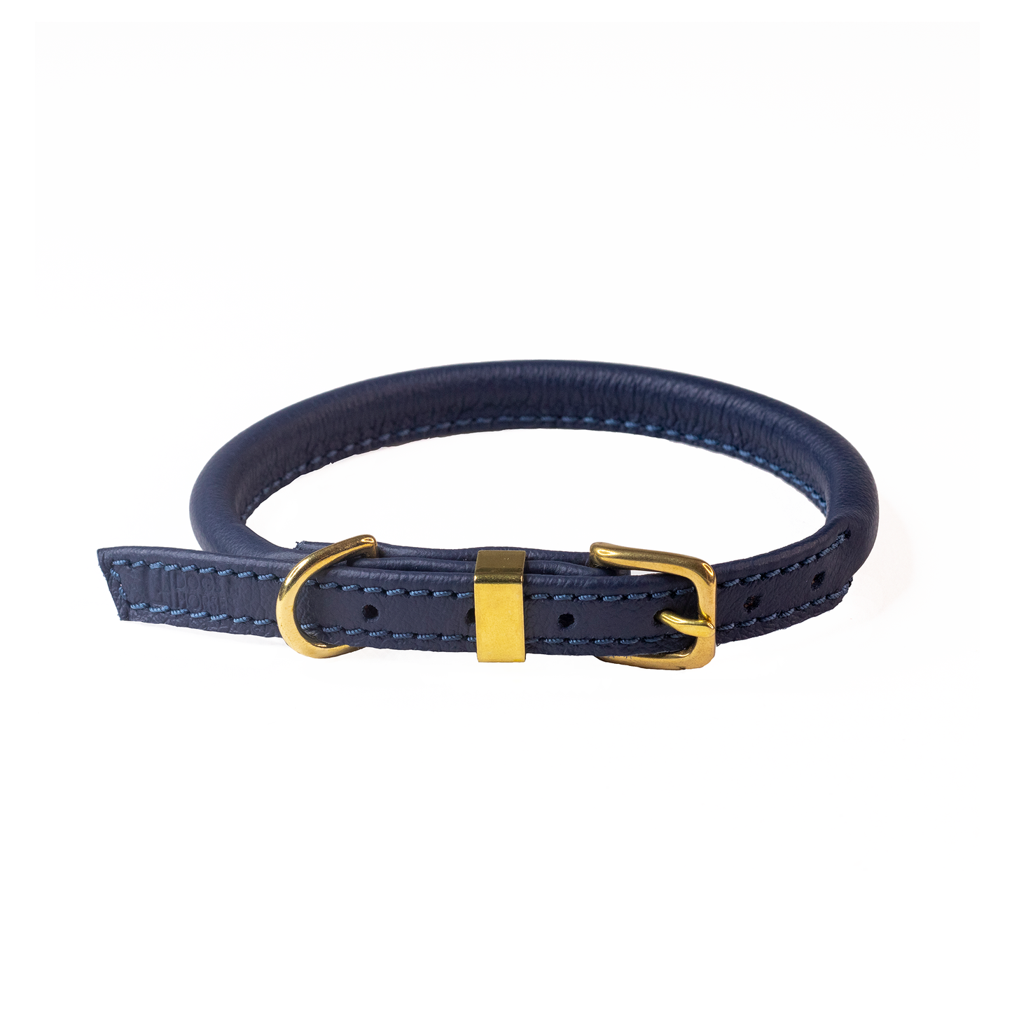 Rolled Soft Leather Collar Navy