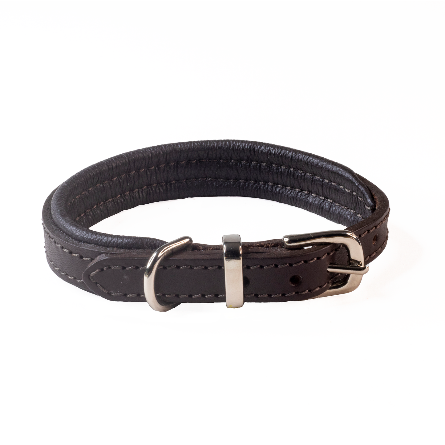 Padded Leather Collar Brown